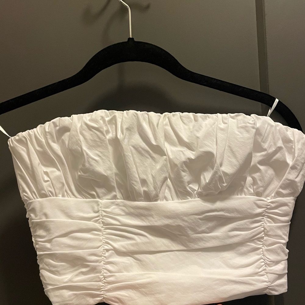 ZAra white cropped strapless top